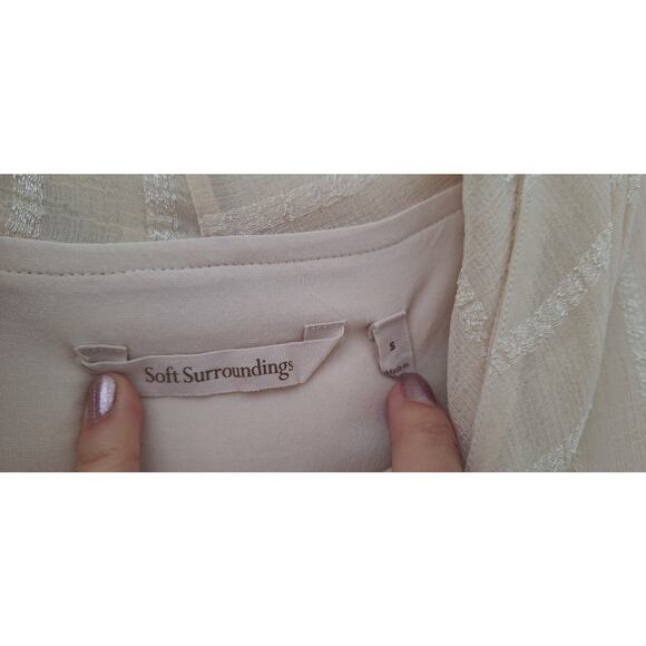 Soft Surroundings Neapolitan Cowl neck Asymmetrical Tunic Top Cream S Whimsy - Picture 2 of 7